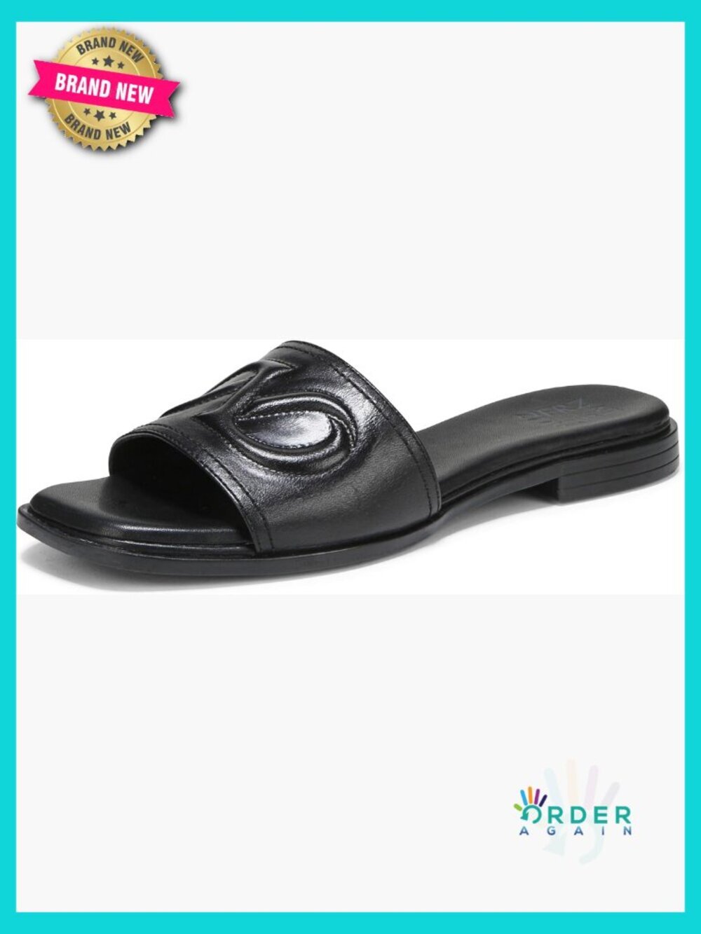 Slip-On Slide Sandals with Open Square Toe Block Heel Contoured Footbed